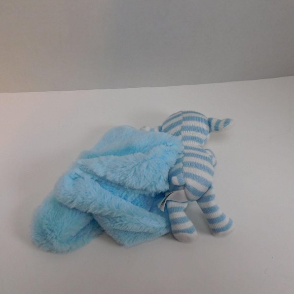 Kellytoy Blue White Striped Lamb Lovey Security Blanket Sheep Rattle Plush 11" - Picture 5 of 10